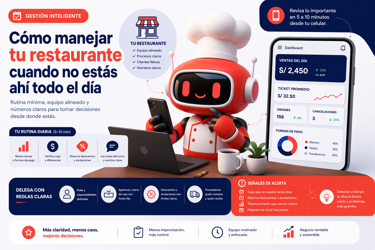 Cómo manejar tu restaurante cuando no estás ahí todo el día